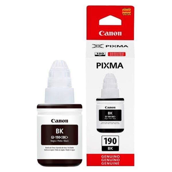 Botella de Tinta Canon GI-190N Negra 135ml – Alta Calidad