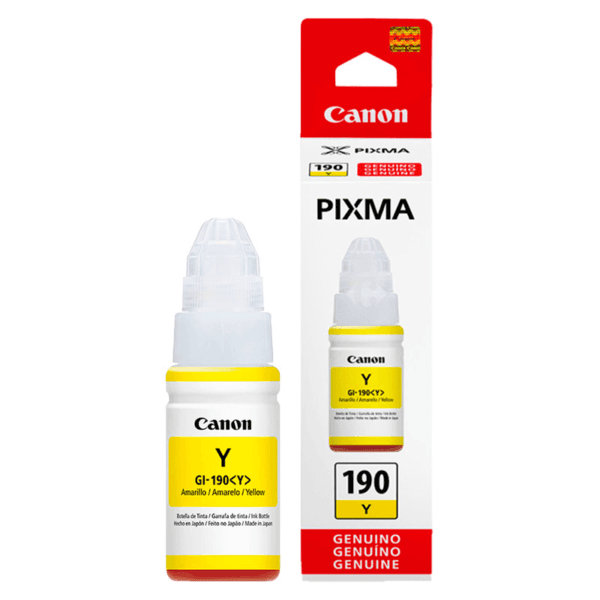 Botella de Tinta Canon GI-190Y Amarillo 70ml – Alta Calidad