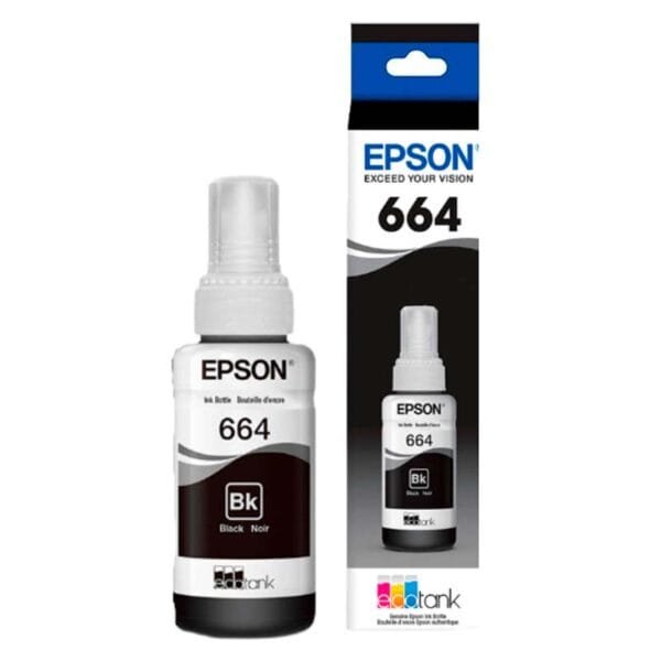 Botella de Tinta Epson T664 Negro 70ml – Calidad y Precisión