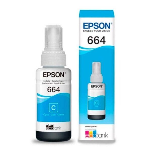 Botella de Tinta Epson T664 Cian 70ml – Calidad y Precisión