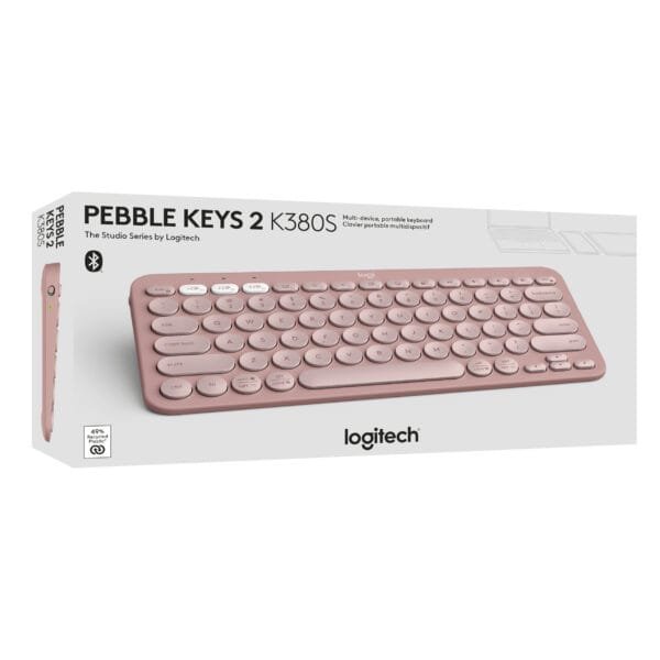 Teclado Logitech Pebble Keys 2 K380s Bluetooth rosado